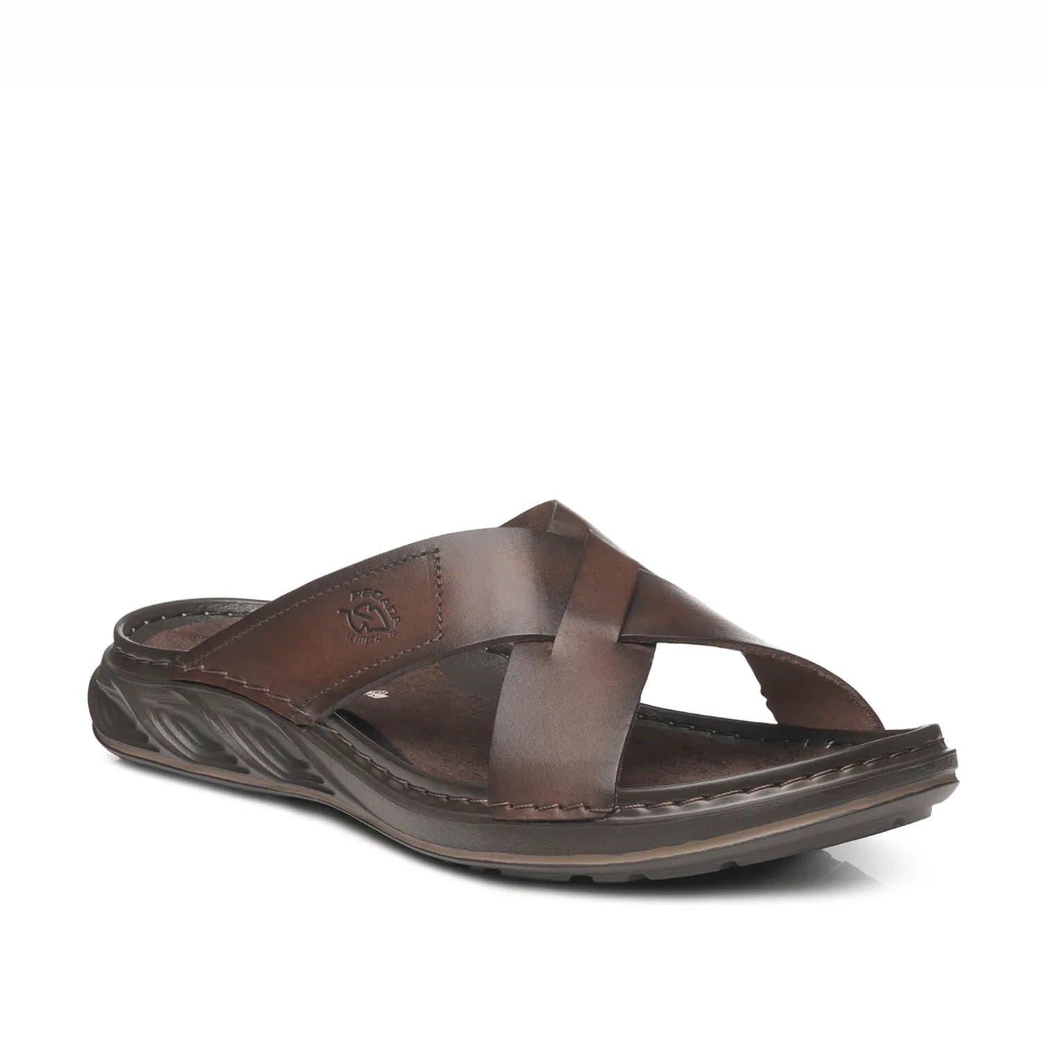 Zapatilla de Cuero Pegada Levitech Marrón